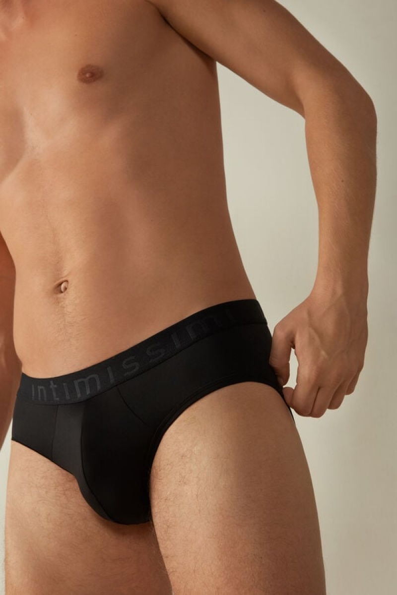 Intimissimi Microfiber with Logo Detail Men's Briefs Black | USA 2670DNU