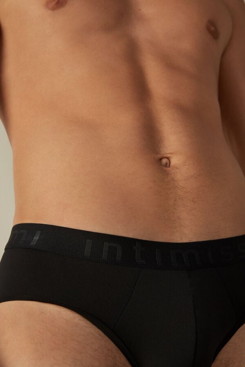 Intimissimi Microfiber with Logo Detail Men's Briefs Black | USA 2670DNU