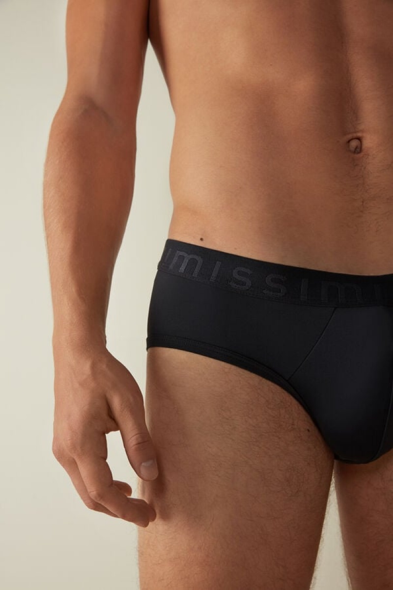 Intimissimi Microfiber with Logo Detail Men's Briefs Blue | USA 2671SOI