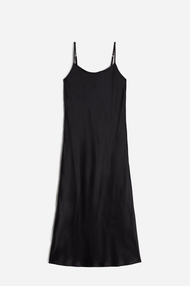 Intimissimi Midi-Length Slip in Silk Women's Lingerie Black | USA 1909FMM