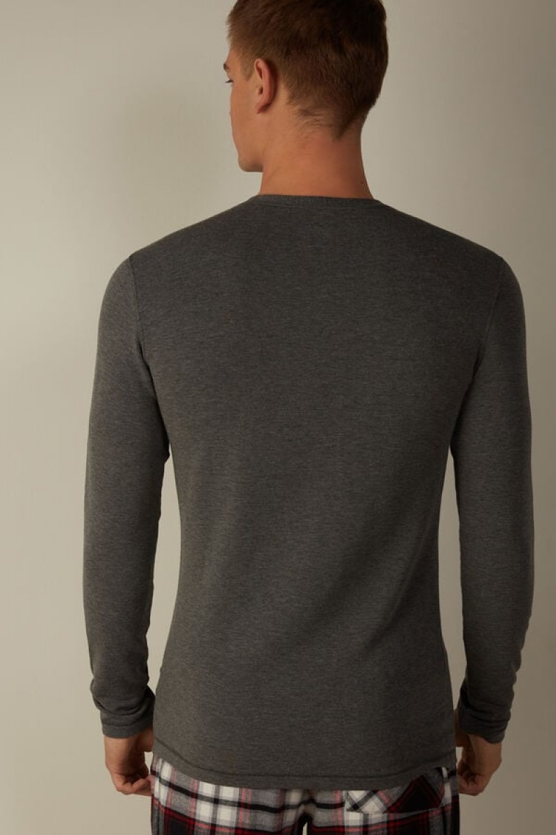 Intimissimi Modal-Cashmere Top Men's Long Sleeve Deep Grey | USA 2951HKW