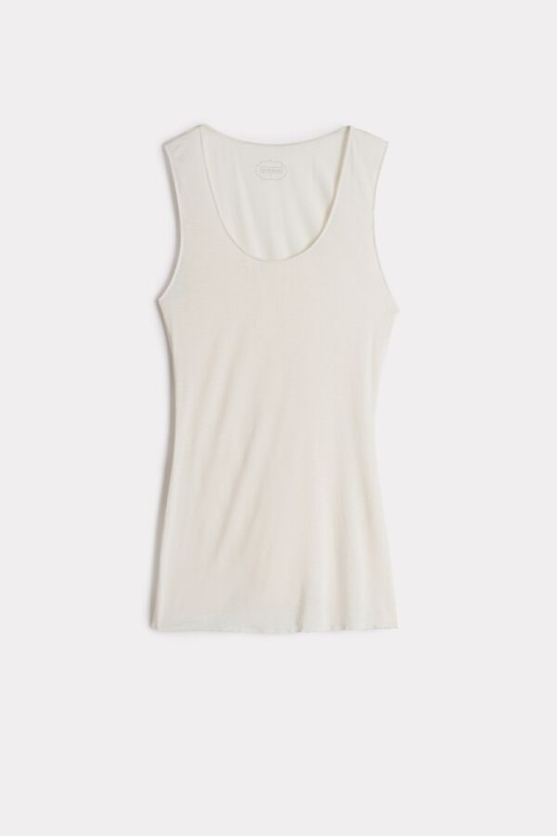 Intimissimi Modal Cashmere Ultralight Wide-Shoulder Women's Tank Top Light Yellow | USA 1693YUK