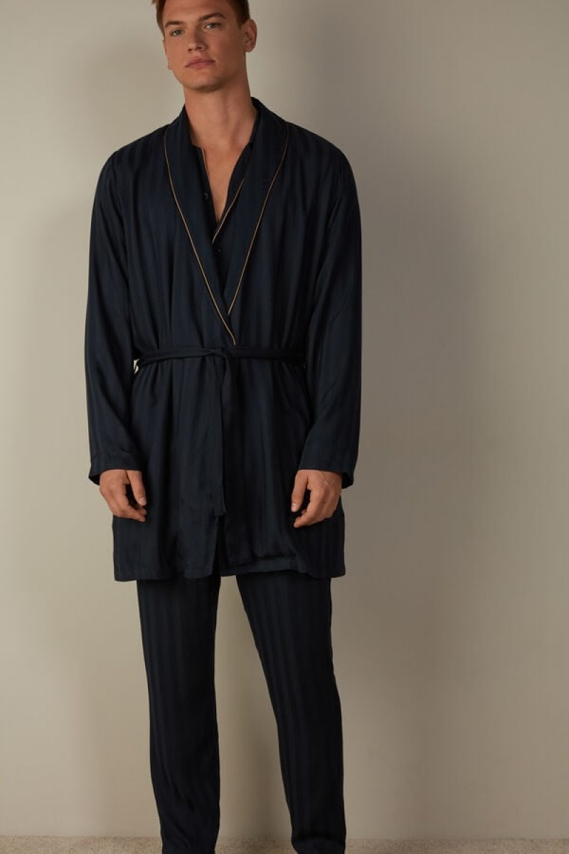 Intimissimi Modal Robe Men\'s Pajamas Dark Blue | USA 2912APG