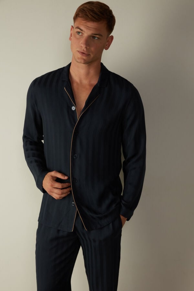 Intimissimi Modal Set Men's Pajamas Dark Blue | USA 2915ISK