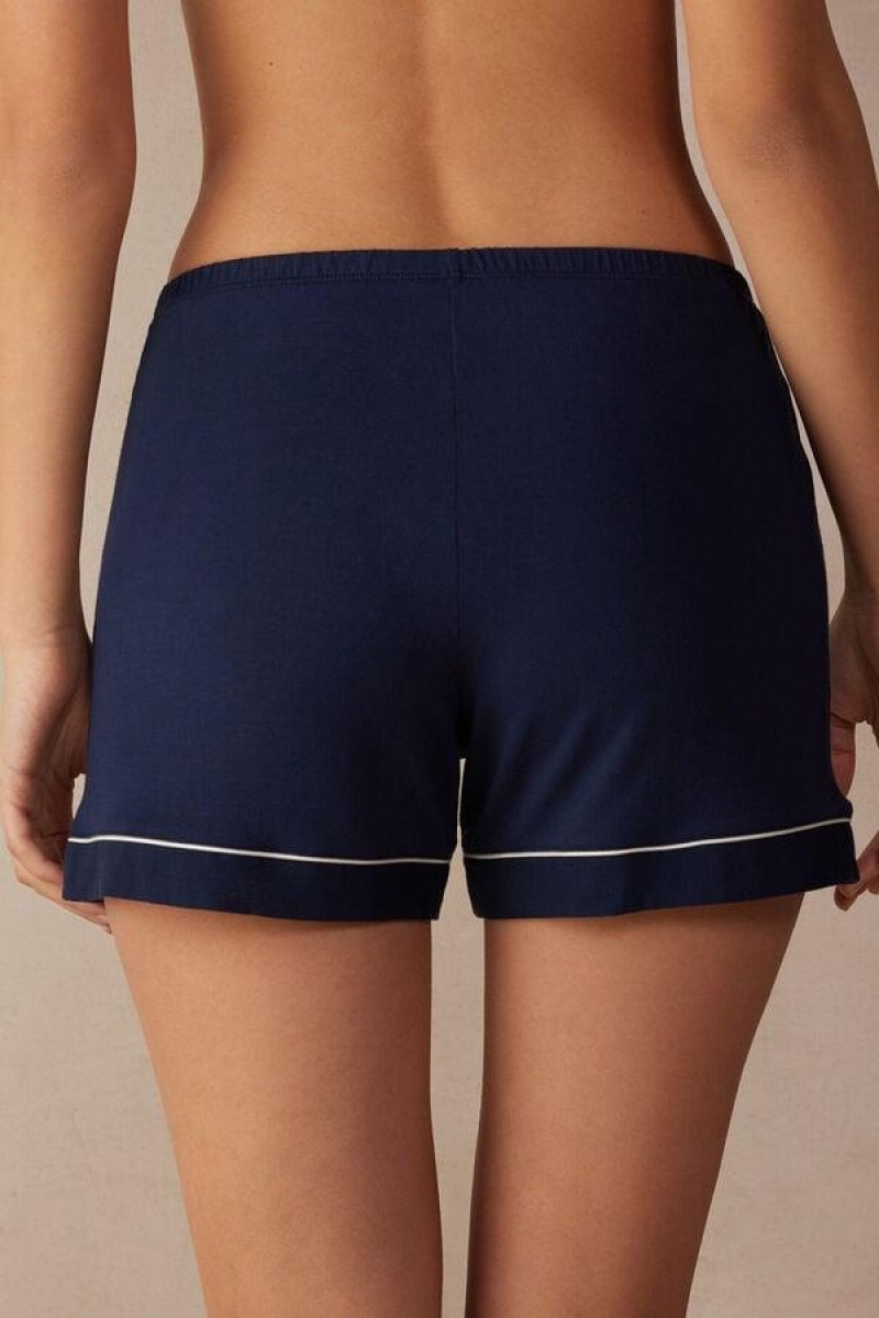 Intimissimi Modal Shorts with Contrast Trim Women's Pajamas Blue | USA 1963HKW