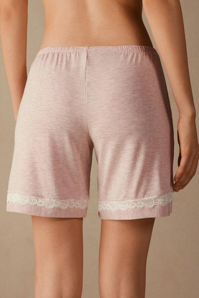 Intimissimi Modal Shorts with Lace Details Women's Pajamas Light Pink | USA 1989HKW