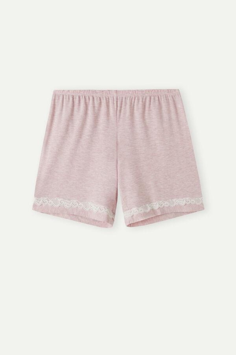 Intimissimi Modal Shorts with Lace Details Women's Pajamas Light Pink | USA 1989HKW