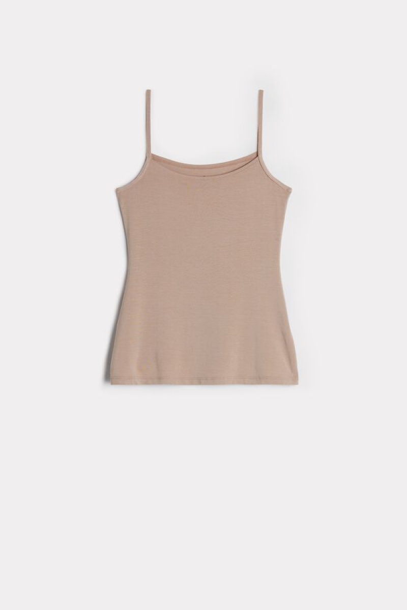 Intimissimi Modal Women's Tank Top Beige | USA 1673SOB