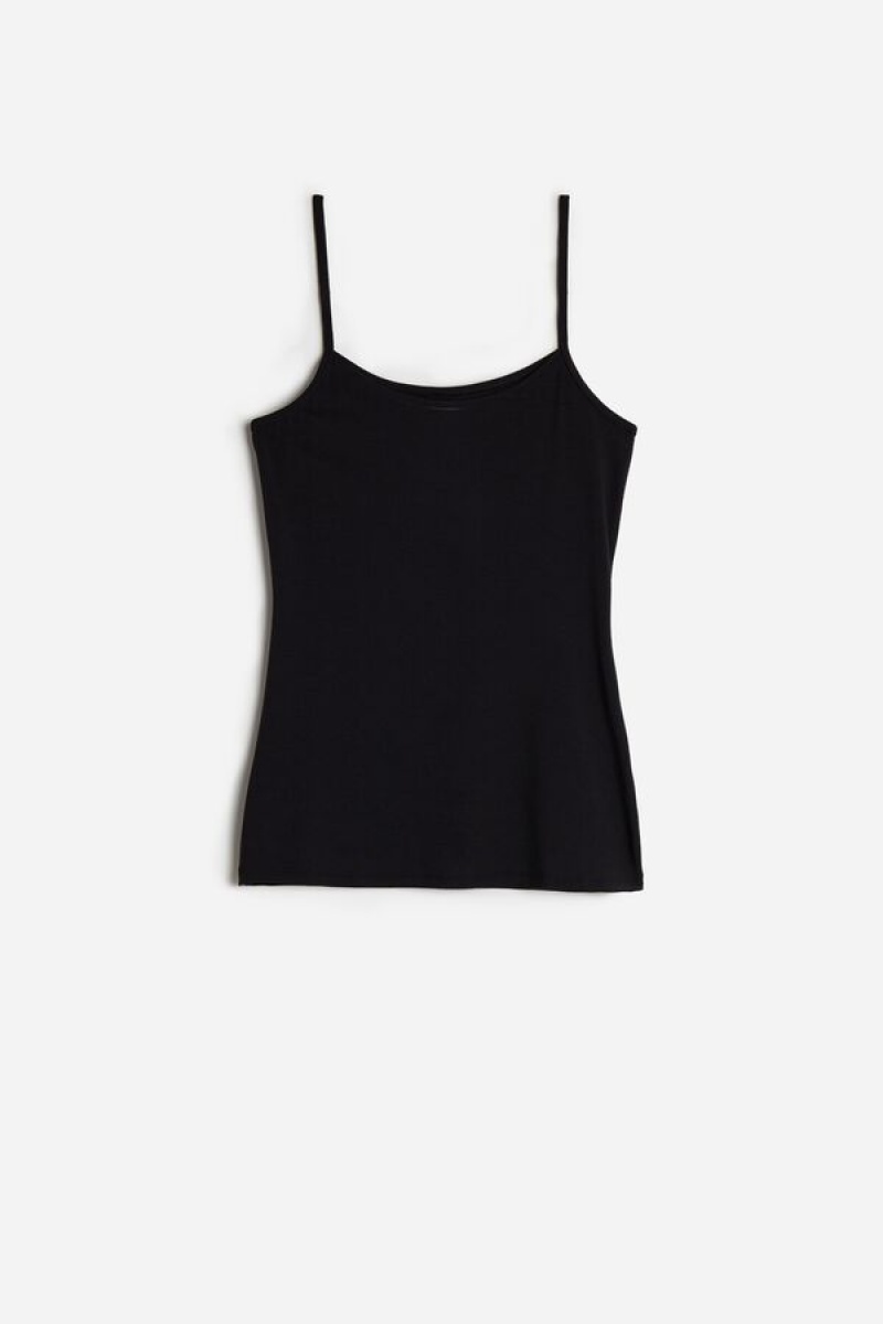 Intimissimi Modal Women's Tank Top Black | USA 1676GLQ