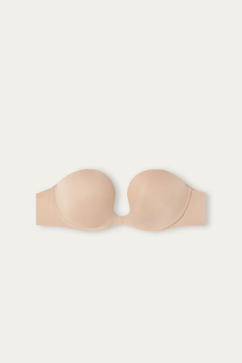 Intimissimi Monica Bandeau in Ultralight Microfiber Women's Bras Beige | USA 1213ZGY