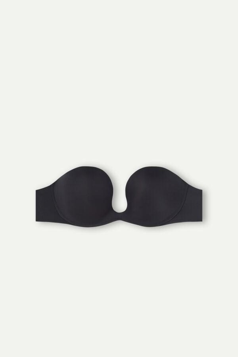 Intimissimi Monica Bandeau in Ultralight Microfiber Women's Bras Black | USA 1214XFU