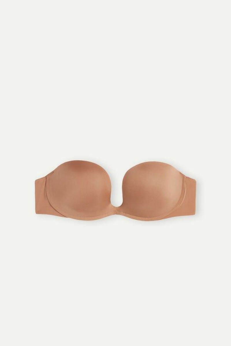 Intimissimi Monica Bandeau in Ultralight Microfiber Women's Bras Beige | USA 1074APV