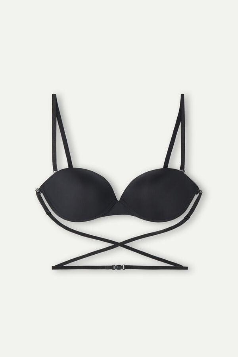 Intimissimi Multi-functional Anna Balconette in Ultralight Microfiber Women's Bras Black | USA 1496JJE