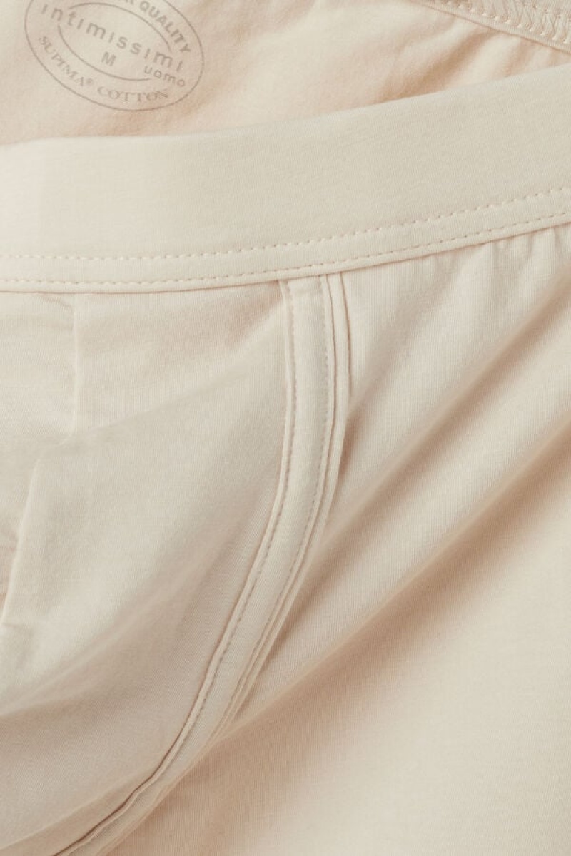 Intimissimi Natural Fresh Supima® Cotton Men's Boxer Beige | USA 2587NBW