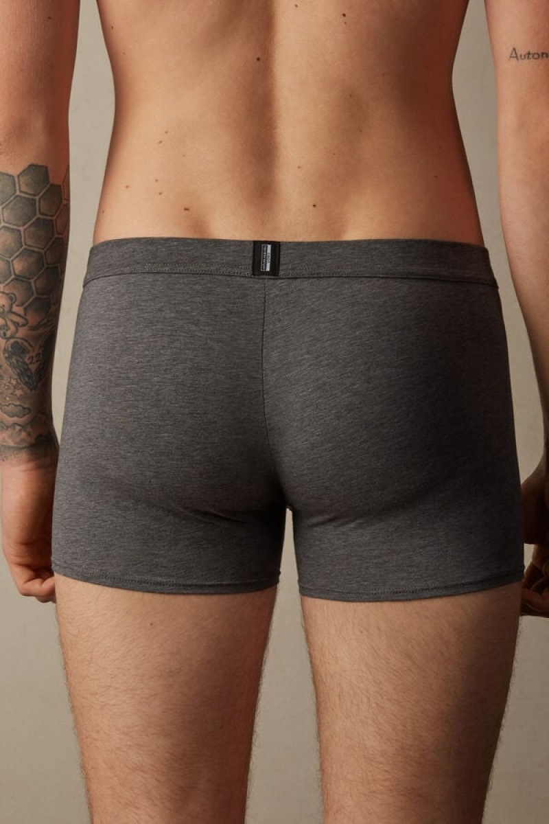 Intimissimi Natural Fresh Supima® Cotton Men's Boxer Deep Grey / Blue | USA 2591XFY