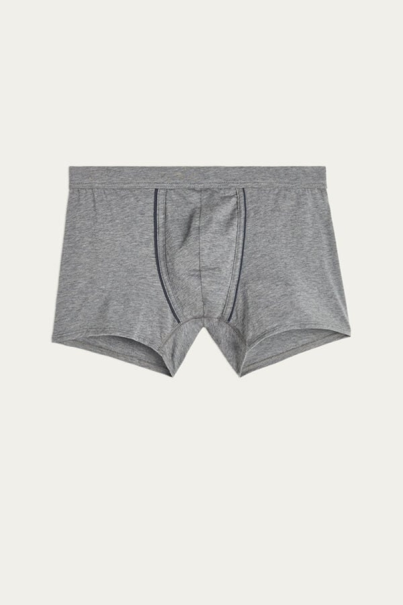 Intimissimi Natural Fresh Supima® Cotton Men's Boxer Deep Grey / Blue | USA 2591XFY