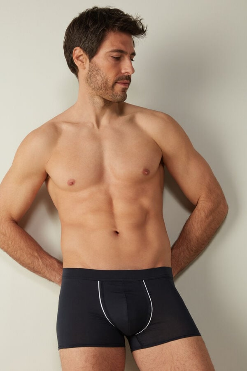 Intimissimi Natural Fresh Supima® Cotton Men's Boxer Blue / White | USA 2598FMD