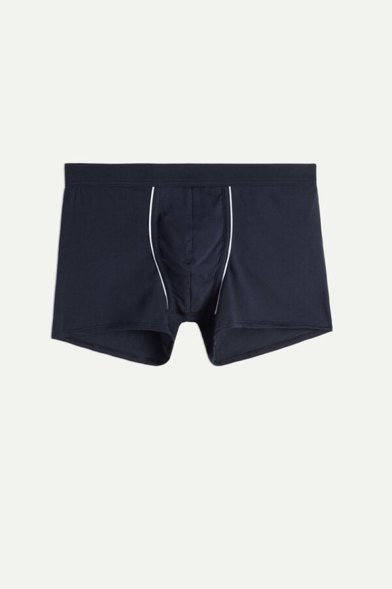 Intimissimi Natural Fresh Supima® Cotton Men's Boxer Blue / White | USA 2598FMD