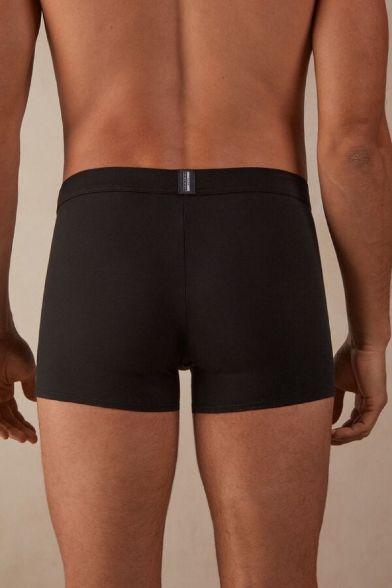 Intimissimi Natural Fresh Supima® Cotton Men's Boxer Black / Deep Grey | USA 2612MAQ