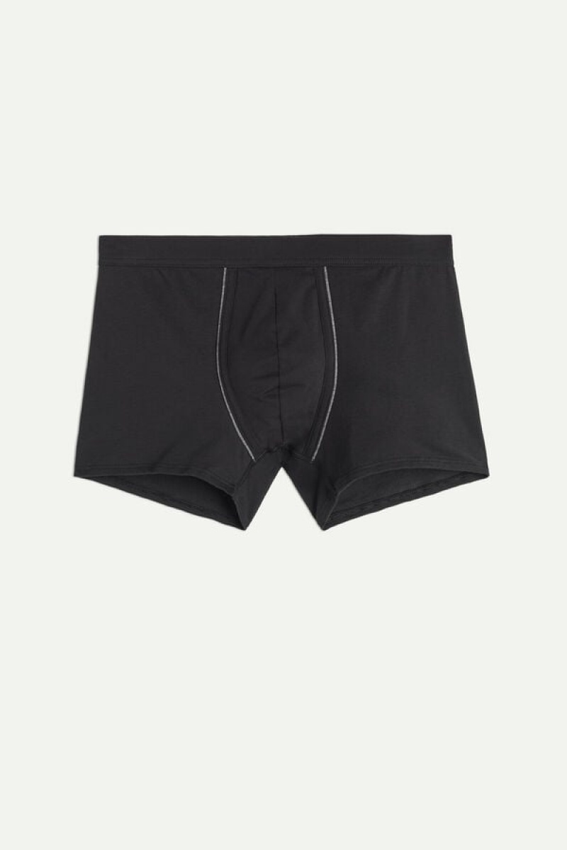 Intimissimi Natural Fresh Supima® Cotton Men's Boxer Black / Deep Grey | USA 2612MAQ