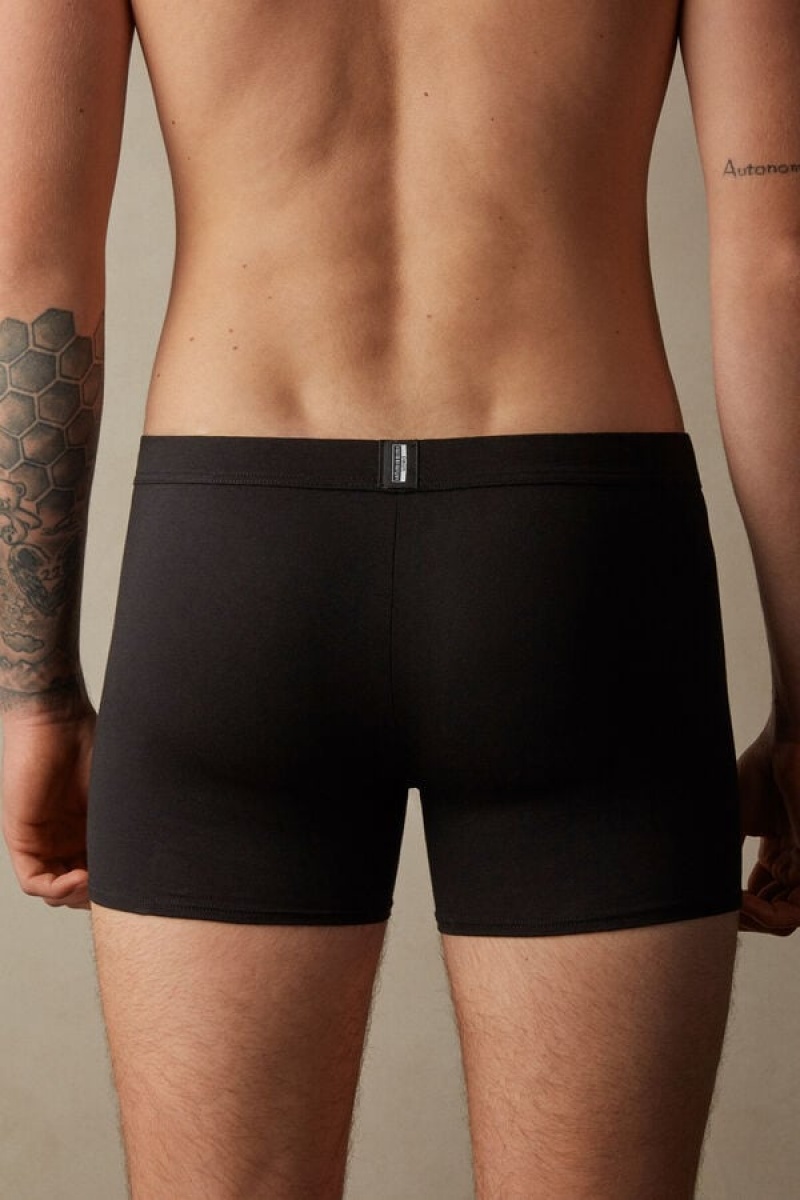 Intimissimi Natural Fresh Supima® Cotton Men's Boxer Black | USA 2664LHQ