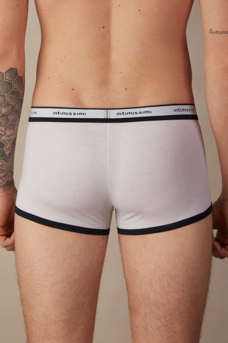 Intimissimi Natural Fresh Supima® Cotton with Logo Men's Boxer White / Blue | USA 2665KIW