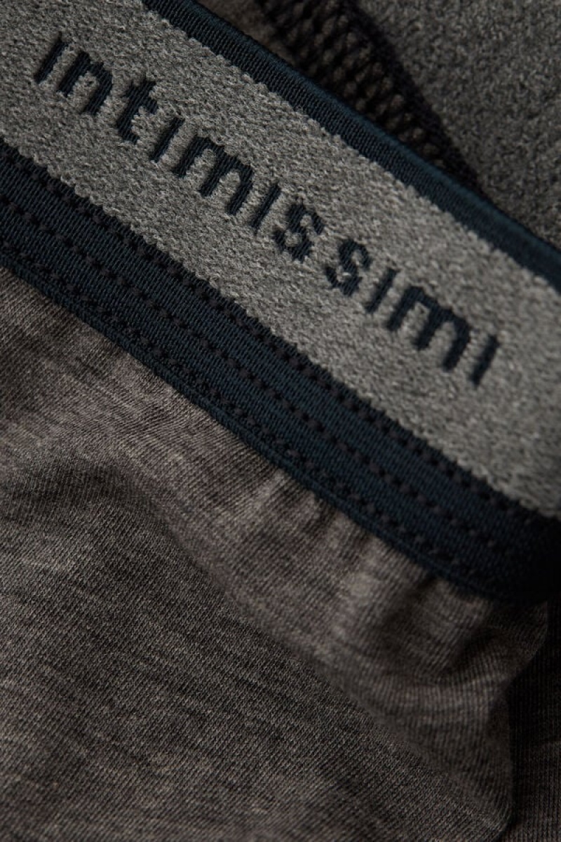 Intimissimi Natural Fresh Supima® Cotton with Logo Men's Boxer Deep Grey / Blue | USA 2666JJE