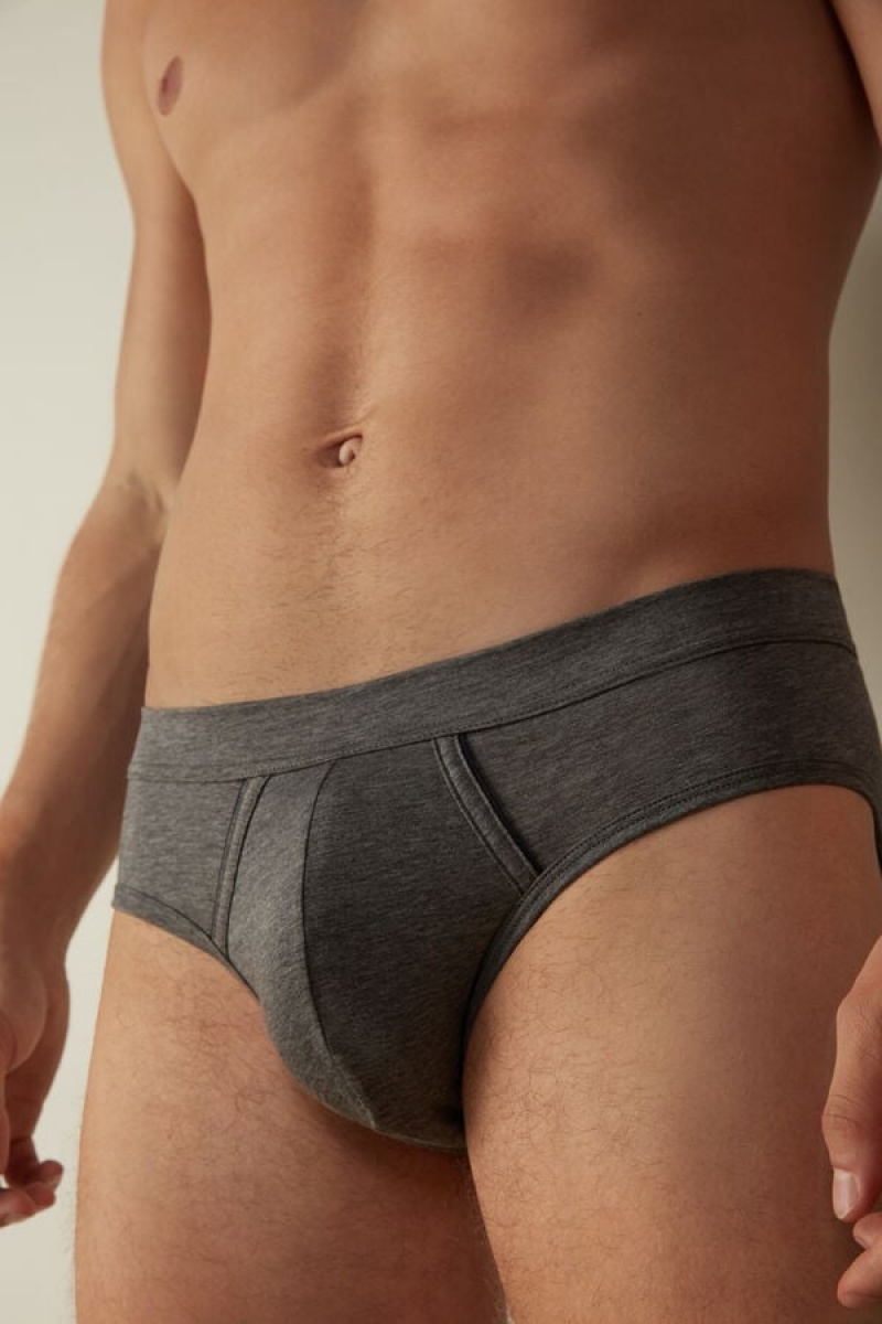 Intimissimi Natural Fresh Supima® Cotton Men's Briefs Deep Grey / Blue | USA 2692JJE