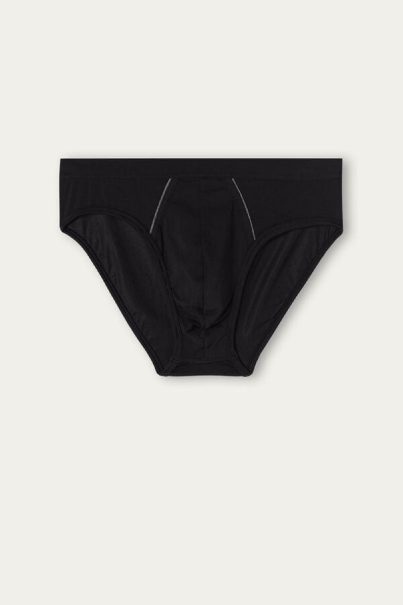 Intimissimi Natural Fresh Supima® Cotton Men's Briefs Black / Deep Grey | USA 2695GLY