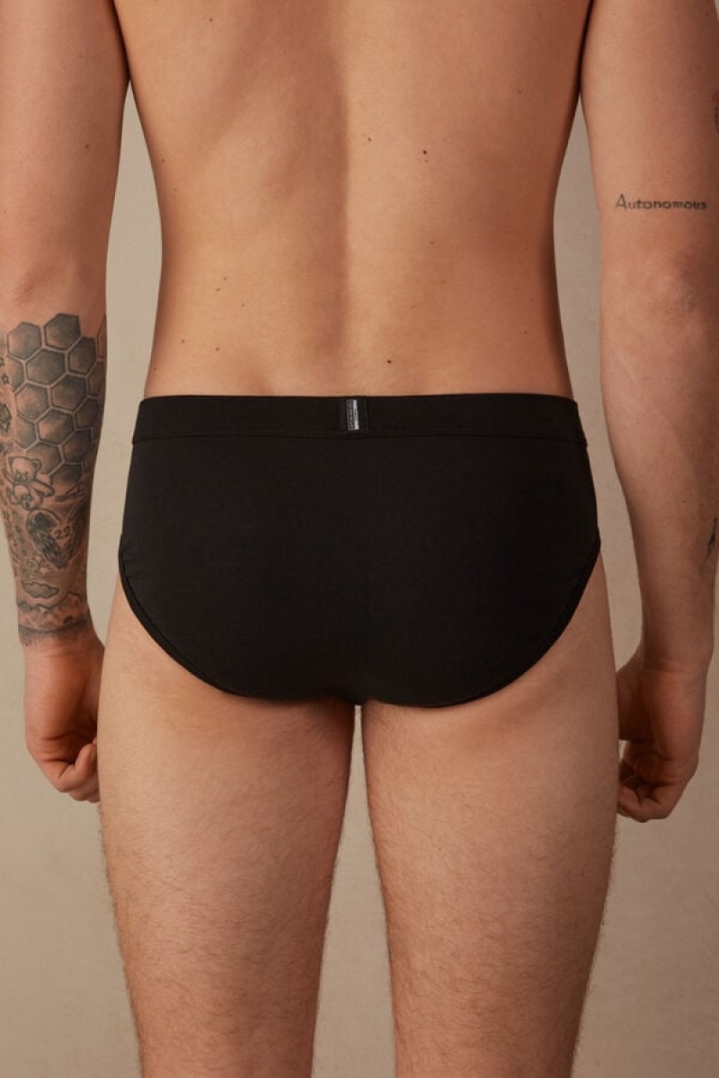 Intimissimi Natural Fresh Supima® Cotton Men's Briefs Black | USA 2715DNM