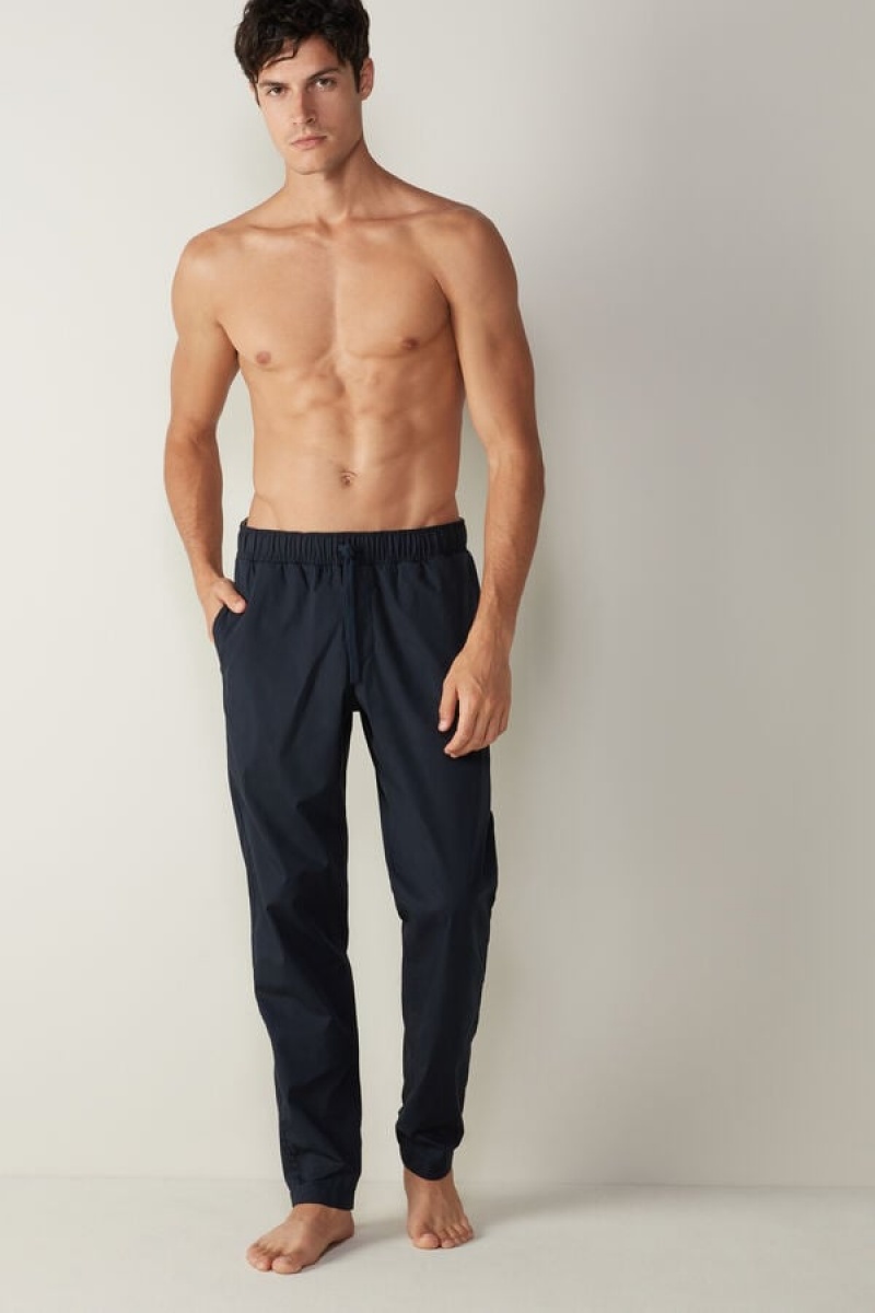 Intimissimi Pants in Cotton Cloth Men's Pajamas Blue | USA 2873VDW