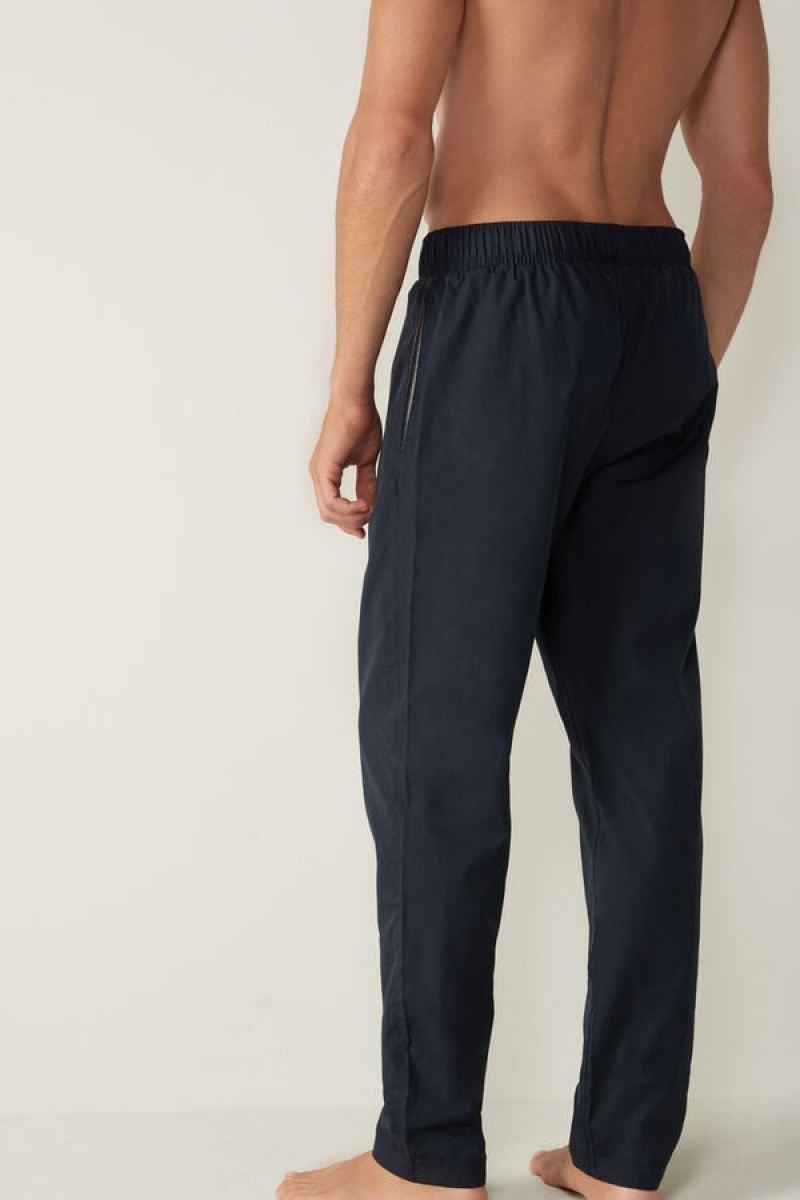 Intimissimi Pants in Cotton Cloth Men's Pajamas Blue | USA 2873VDW