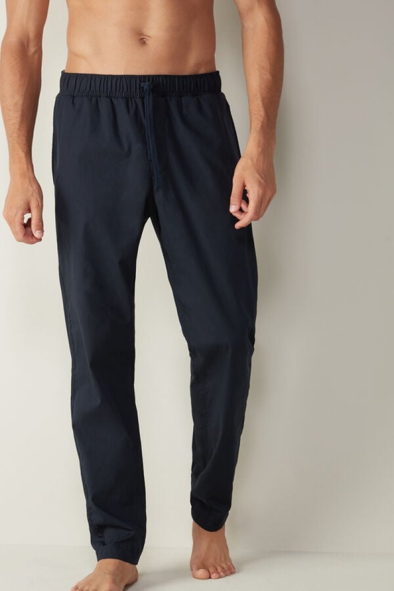 Intimissimi Pants in Cotton Cloth Men\'s Pajamas Blue | USA 2873VDW