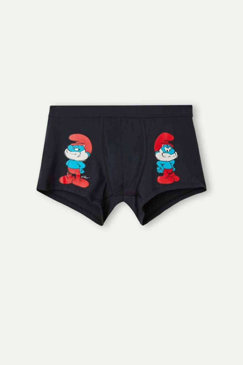 Intimissimi Papa Smurf in Stretch Supima® Cotton Men's Boxer Blue | USA 2646APO