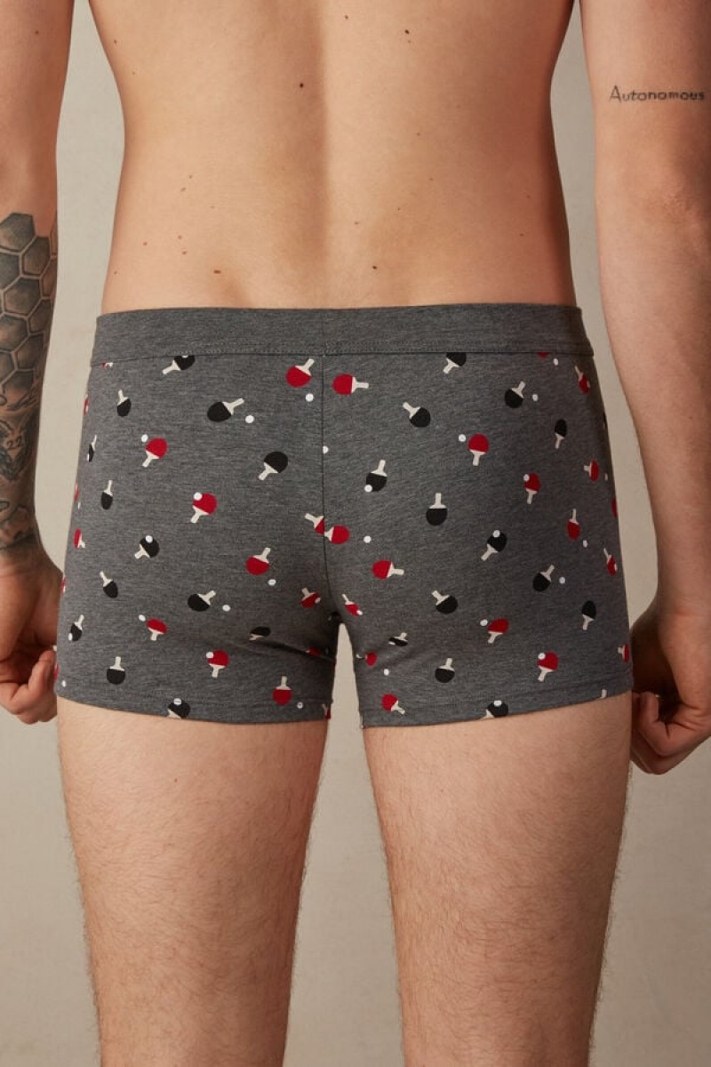 Intimissimi Ping Pong in Stretch Supima® Cotton Men's Boxer Deep Grey | USA 2660VDV