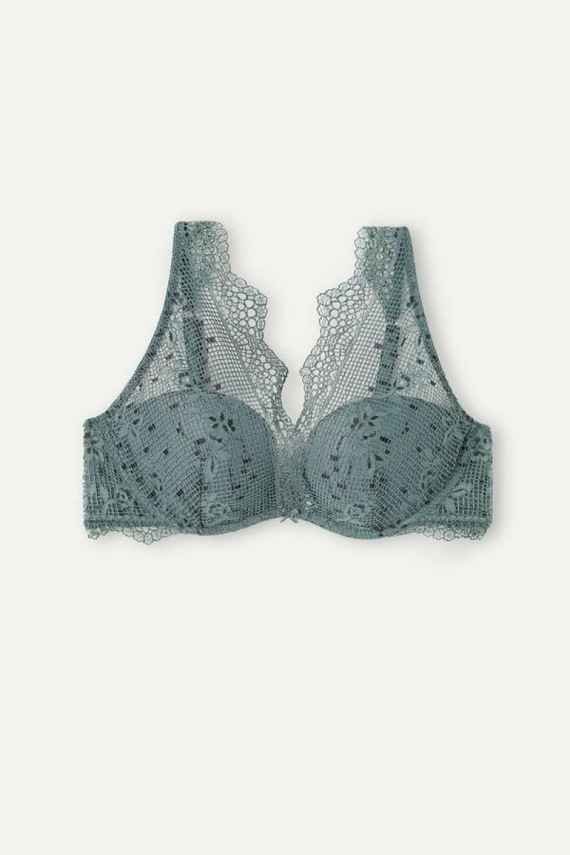 Intimissimi Prairie Bouquet Giorgia Balconette Women's Bras Green | USA 1560EXG