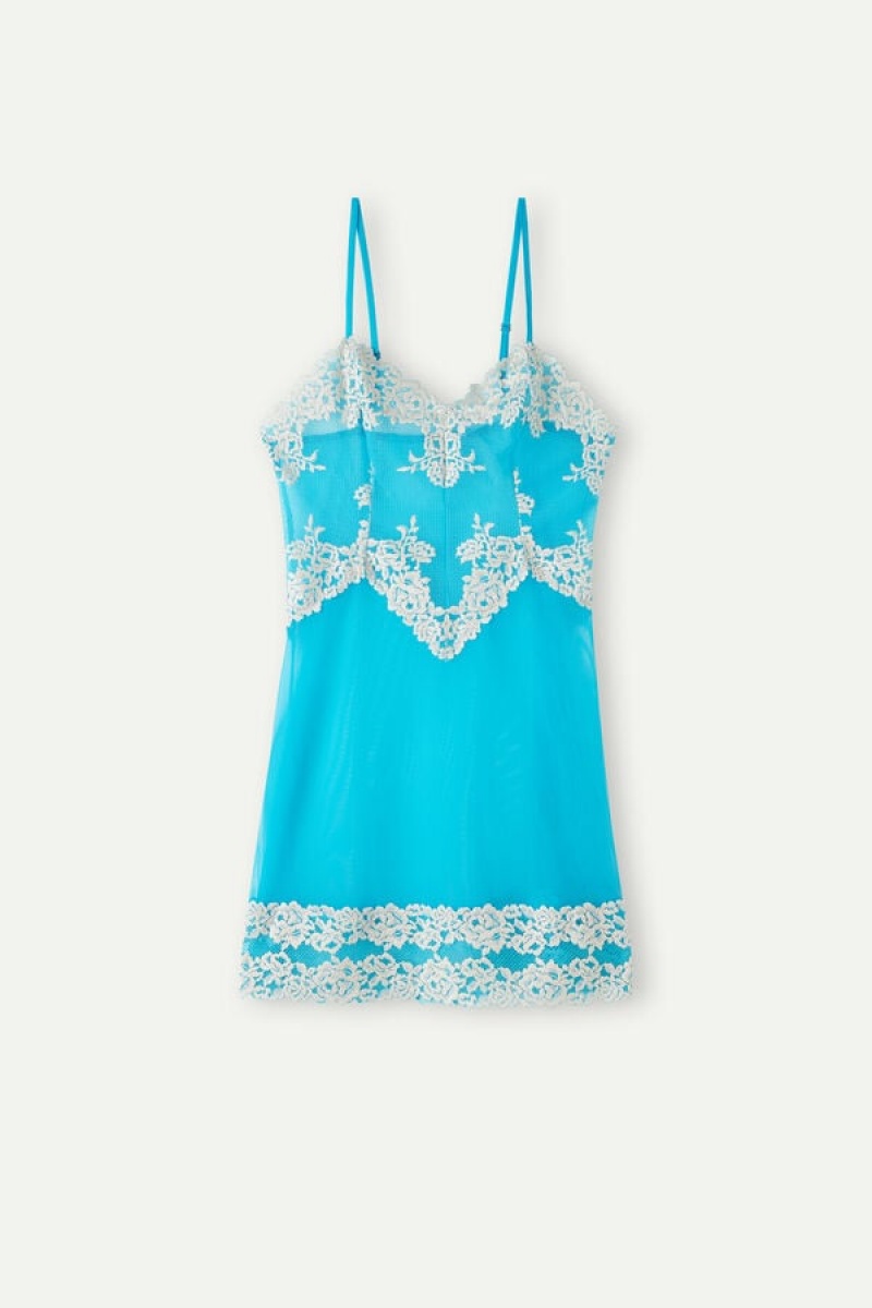 Intimissimi Pretty Flowers Babydoll Women's Lingerie Turquoise / White | USA 1947MAS