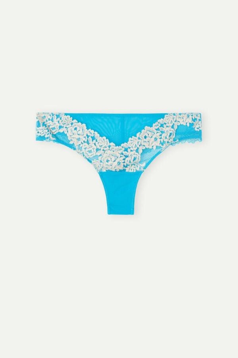 Intimissimi Pretty Flowers Brazilian Women's Panties Turquoise / White | USA 2473ORK