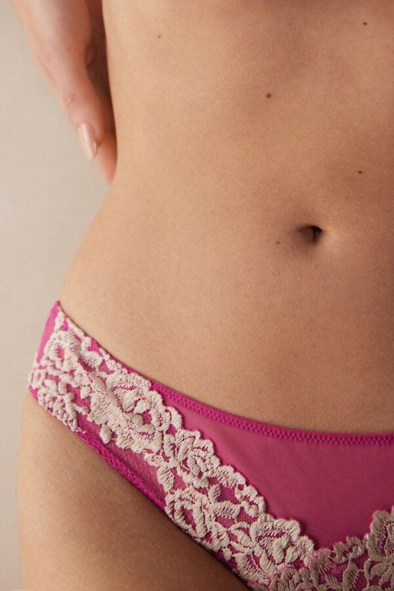 Intimissimi Pretty Flowers Brazilian Women's Panties Pink / White | USA 2475UTZ