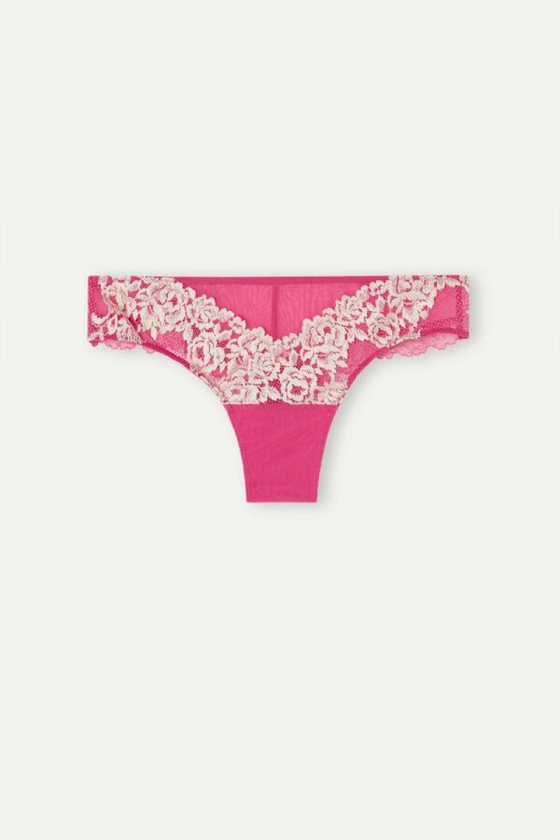 Intimissimi Pretty Flowers Brazilian Women's Panties Pink / White | USA 2475UTZ