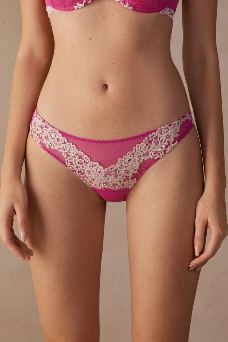 Intimissimi Pretty Flowers Brazilian Women\'s Panties Pink / White | USA 2475UTZ