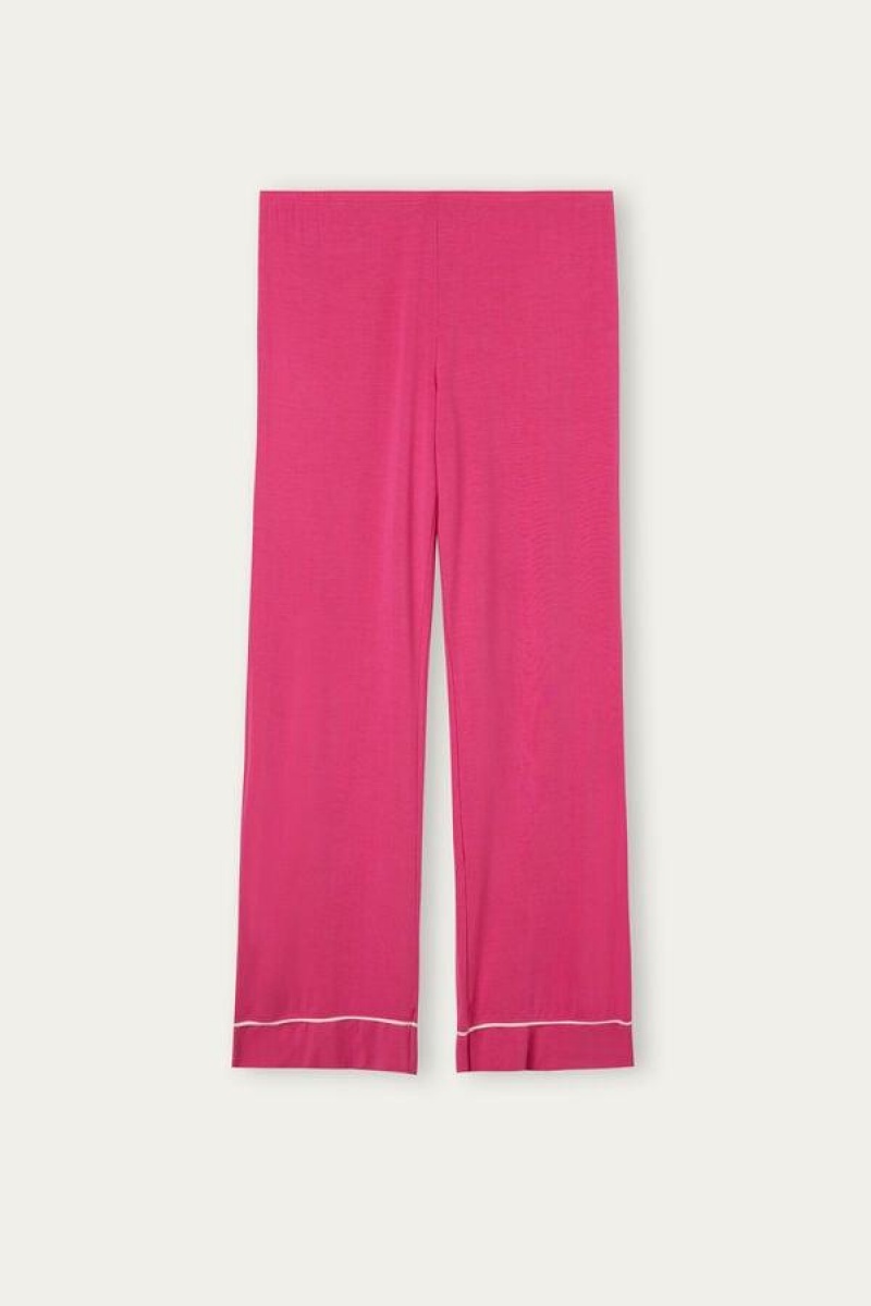 Intimissimi Pretty Flowers Full Length Modal Pants Women's Pajamas Pink / White | USA 2040GLQ