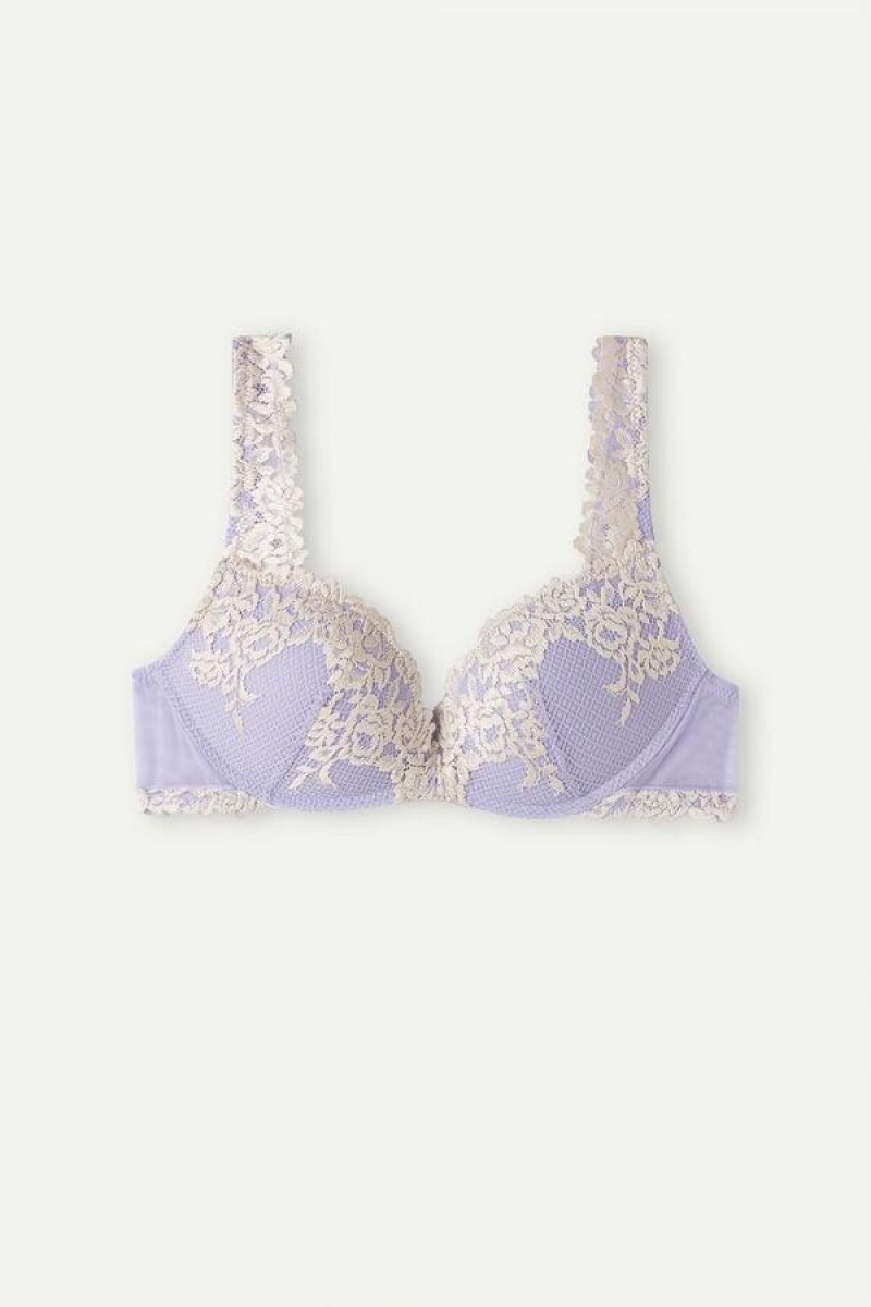 Intimissimi Pretty Flowers Gioia Super Push-up Women's Bras Lavender / White | USA 1275RWH