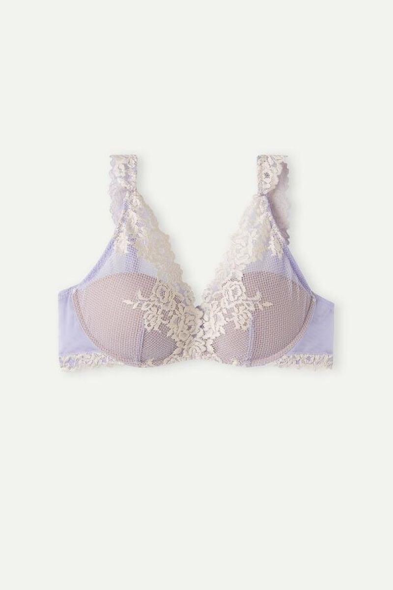 Intimissimi Pretty Flowers Giorgia Balconette Women's Bras Lavender / White | USA 1485YUK