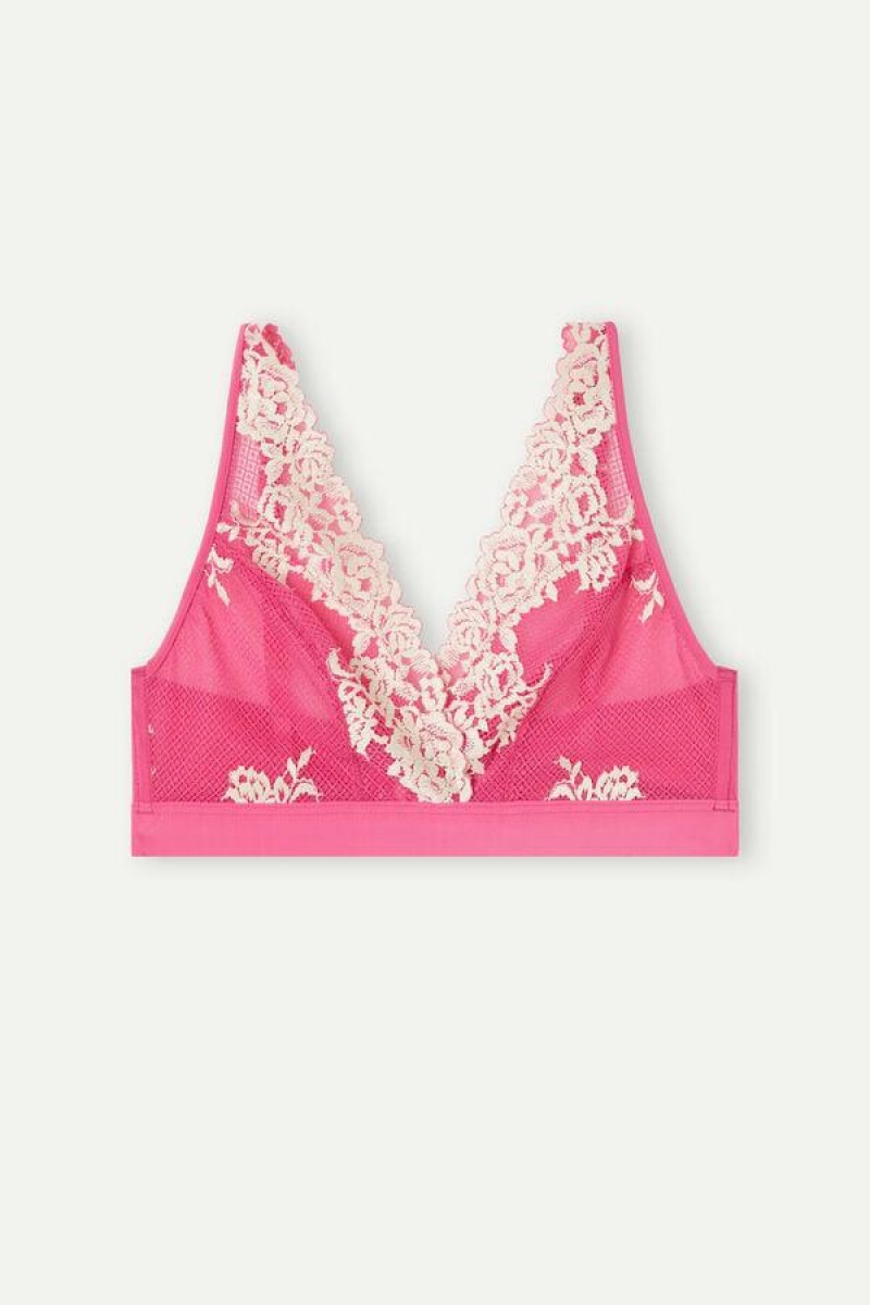 Intimissimi Pretty Flowers Lara Triangle Women's Bras Pink / White | USA 1136XFU