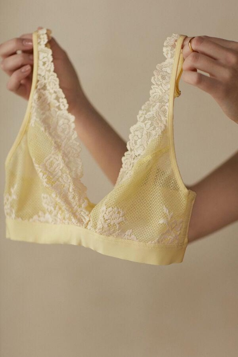 Intimissimi Pretty Flowers Lara Triangle Women's Bras Yellow / White | USA 1164VDO