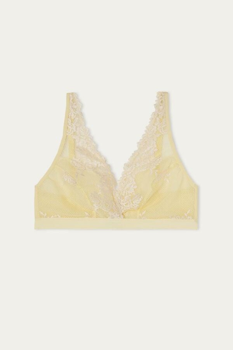 Intimissimi Pretty Flowers Lara Triangle Women's Bras Yellow / White | USA 1164VDO