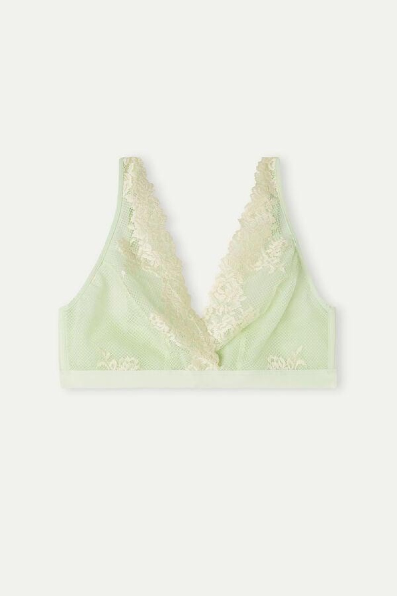 Intimissimi Pretty Flowers Lara Triangle Women's Bras Light Green / White | USA 1238LHT