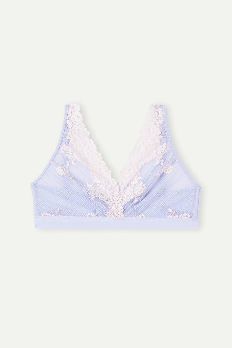 Intimissimi Pretty Flowers Lara Triangle Women's Bras Lavender / White | USA 1374NBA