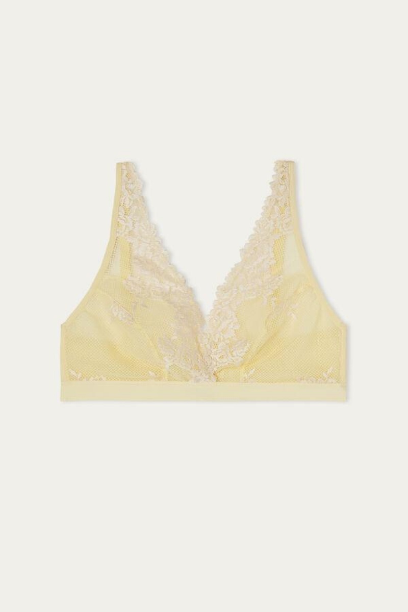 Intimissimi Pretty Flowers Lara Triangle Women's Bras Yellow / White | USA 1396XFU